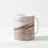 Mug Rose Gold Nom Manuscrit Paillettes Brillants (Devant droit)