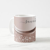 Mug Rose Gold Nom Manuscrit Paillettes Brillants (Devant gauche)
