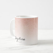 Mug Rose Gold Ombre Faux Nom de la Parties scintillant (Devant gauche)