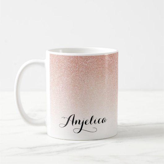 Mug Rose Gold Ombre Faux Nom de la Parties scintillant (Gauche)