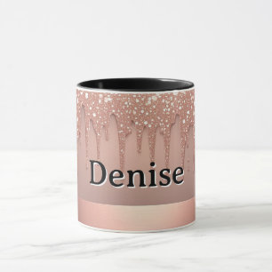 Mug Rose Gold Pailleté Personnalisé nom