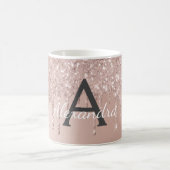 Mug Rose Gold - Pailleté Rose Monogramme Nom (Centre)