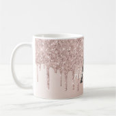 Mug Rose Gold - Pailleté Rose Monogramme Nom (Gauche)
