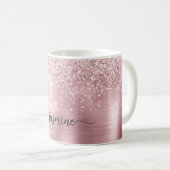 Mug Rose Gold Pailleté Signature Monogramme Ombré Méta (Devant droit)