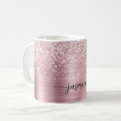 Mug Rose Gold Pailleté Signature Monogramme Ombré Méta (Devant gauche)