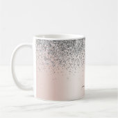 Mug Rose Gold - Pailletés Rose Blush Monogramme Argent (Gauche)