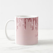 Mug Rose Gold Paillette Pailletée Monogramme Nom & Ini (Gauche)