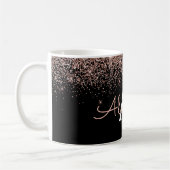 Mug Rose Gold - Paillette Rose Monogramme Nom (Gauche)