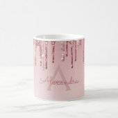 Mug Rose Gold Paillettes Monogramme Nom & Initiale (Centre)