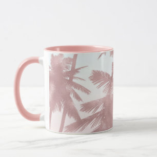 Mug Rose Gold Palmiers Roses Plage Ombré Palmiers Élég