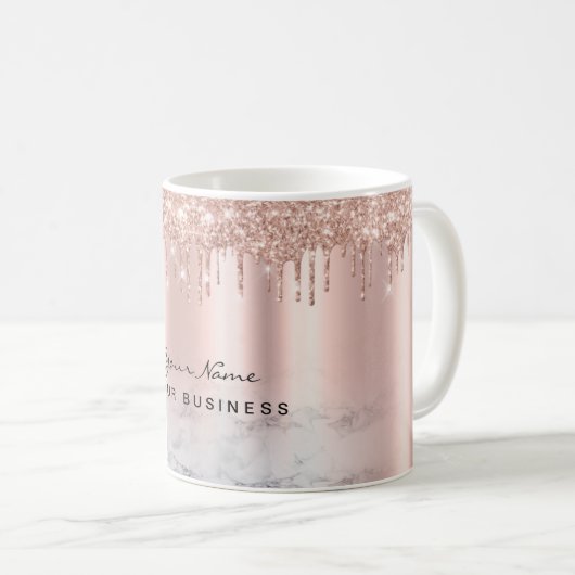 Mug Rose Gold Parties scintillant Drives Marble Custom (Devant droit)
