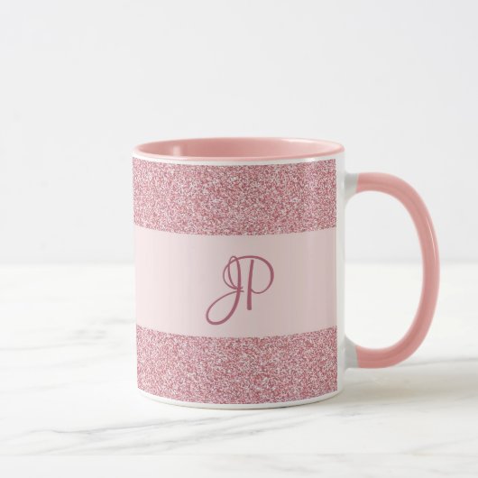 Mug Rose Gold Parties scintillant Look Modèle Monogram (Droite)