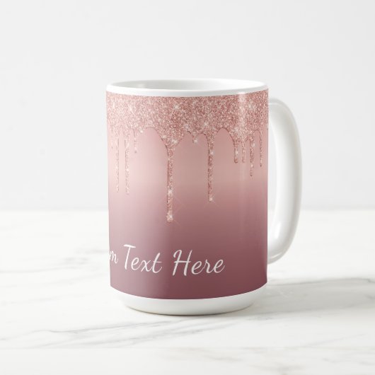 Mug Rose Gold Parties scintillant personnalisé Nom du (Devant droit)