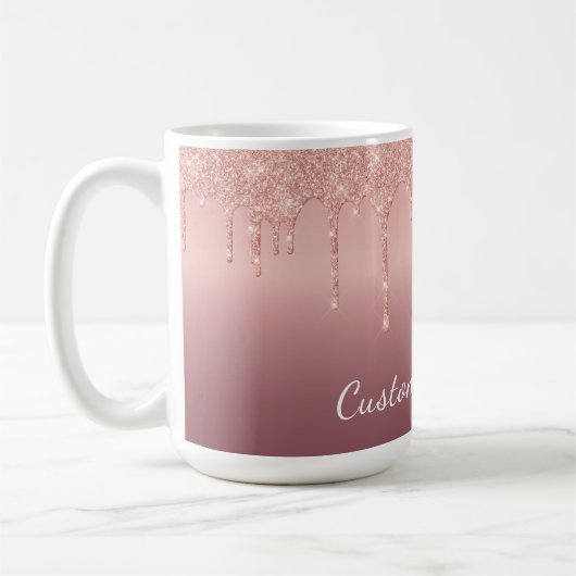Mug Rose Gold Parties scintillant personnalisé Nom du (Gauche)