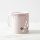 Mug Rose Gold - Parties scintillant rose pâle Nom du m (Devant gauche)