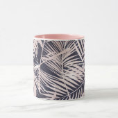 Mug Rose Gold Pink Dark Tropical Palm Tree Leaves (Centre)