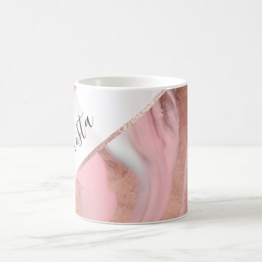 Mug Rose Gold Rose Girly Moderne Marbre Peint (Centre)