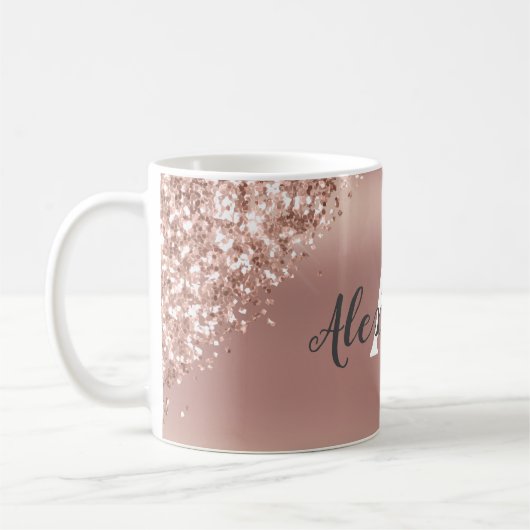 Mug Rose Gold Sparkle Parties scintillant Monogramme N (Gauche)