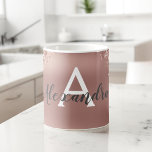 Mug Rose Gold Sparkle Parties scintillant Monogramme N<br><div class="desc">Blush Pink - Rose Gold Sparkle Parties scintillant Nom du monogramme et première tasse de café. La tasse fait le cadeau parfait pour quelqu'un qui aime l'or rose.</div>