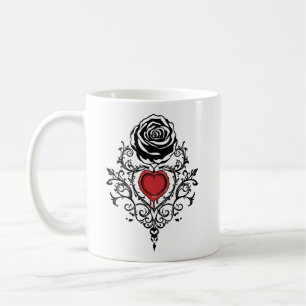 Mug Rose gothique cœur rouge dégoulinant Romance sombr