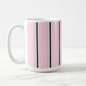 Mug Rose, gris, noir, impression rayée (Gauche)