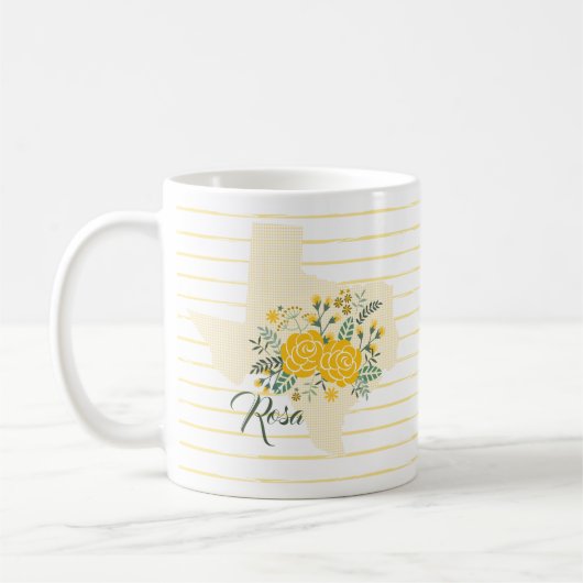 Mug Rose jaune du Texas - En vichy Etat avec Rose (Gauche)