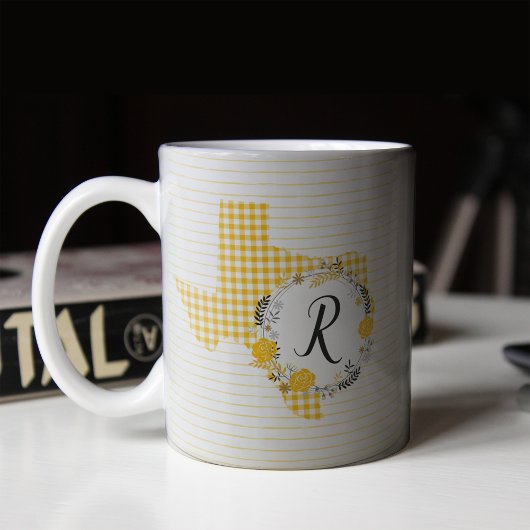 Mug Rose jaune du Texas - En vichy Monogramme