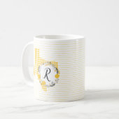 Mug Rose jaune du Texas - En vichy Monogramme (Devant gauche)