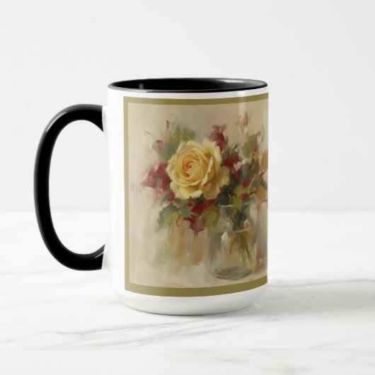 Mug "Rose jaune unique dans un vase en verre" (Gauche)