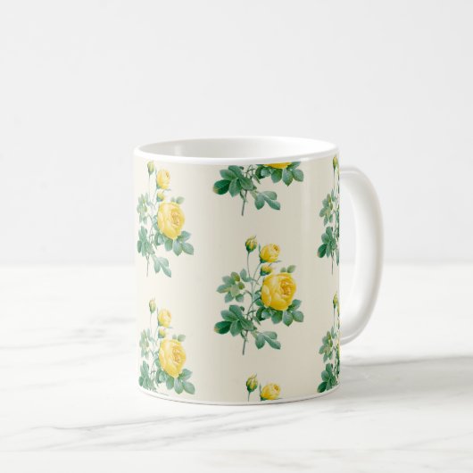 Mug Rose jaune vintage (Devant droit)