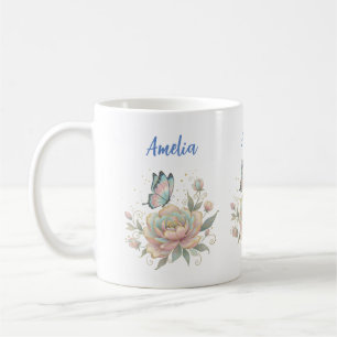 Mug Rose Magique et Papillon Couleurs Pastel