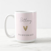 Mug Rose Mariée Demoiselle Cœur Script Moderne (Gauche)
