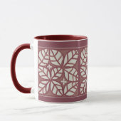 Mug Rose-marron et motif de feuille blanche (Gauche)