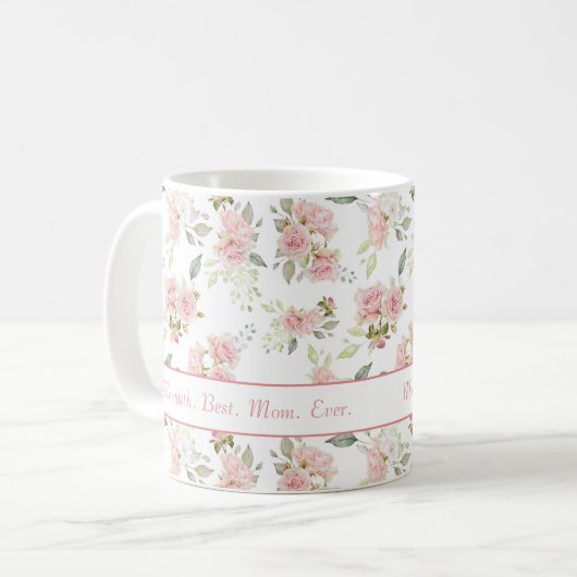 Mug Rose Meilleure maman jamais nommé (Devant gauche)