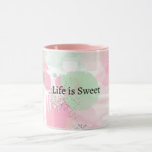 Mug Rose Menthe Abstrait La vie est douce