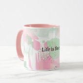 Mug Rose Menthe Abstrait La vie est douce (Devant gauche)