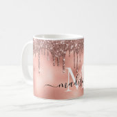 Mug Rose métallique Monogramme Parties scintillant ros (Devant gauche)