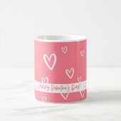 Mug Rose mignon avec Motif de coeur blanc (Centre)