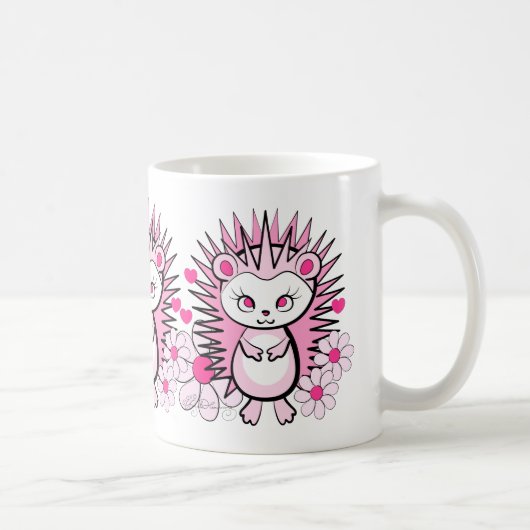Mug Rose mignon Girly de hérisson (Droite)