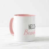 Mug Rose moderne Bonjour belle citation (Devant gauche)