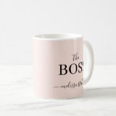 Mug Rose Moderne Le Nom du Patron | Cadeau Féminin (Devant droit)