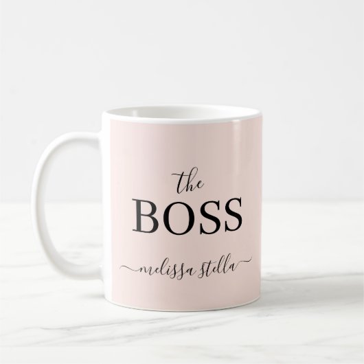 Mug Rose Moderne Le Nom du Patron | Cadeau Féminin (Gauche)