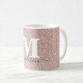 Mug Rose moderne  or rose Parties scintillant Monogram (Devant droit)