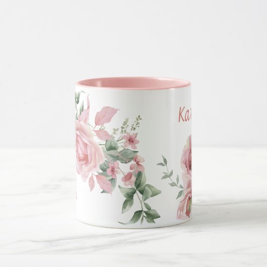 Mug Rose Monogramme Nom Femme (Centre)