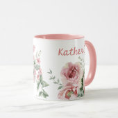 Mug Rose Monogramme Nom Femme (Devant droit)