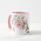 Mug Rose Monogramme Nom Femme (Devant gauche)