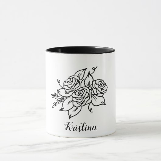 Mug Rose noir avec nom (Centre)
