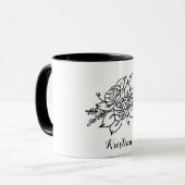 Mug Rose noir avec nom (Devant gauche)