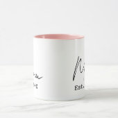 Mug Rose Noir Élégant Script Nouvelle Maman Année d'An (Centre)