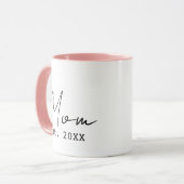Mug Rose Noir Élégant Script Nouvelle Maman Année d'An (Devant gauche)